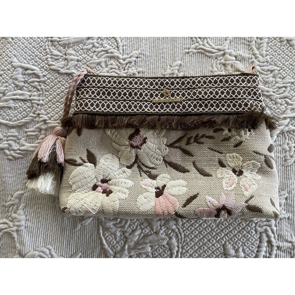 Spartina 449 Parade Embroidered Floral Maci Clutch Purse Boho NO Wristlet Strap - Picture 8 of 10